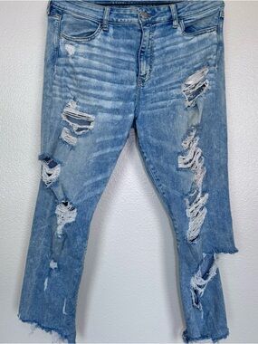 American Eagle Hi Rise Jegging Crop Jeans Womens Size 16 Distressed